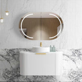 VON-NEUMANN Satin White Fluted 900x460 Curve Vanity