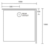 Aussie Polymarble Shower Base 1000x1000 Rear Outlet LHR White