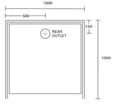 Aussie Polymarble Shower Base 1000x1000 Rear Outlet White