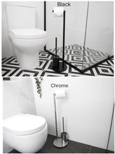 Staten Freestanding Toilet Caddy Chrome, And Matte Black