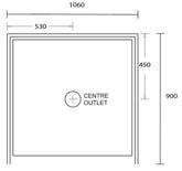 Aussie Polymarble Shower Base 1060x900 Centre Outlet White