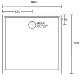 Aussie Polymarble Shower Base 1060x900 Rear Outlet White
