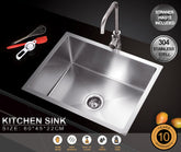 SPECTER Handmade Stainless Steel Under/Topmount Kitchen Laundry Single Sink in Size 600*450*220