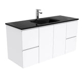 CUBA Black 1200 + Gloss White Fingerpull Wall-Hung/Kickboard/On Legs