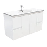 MARY Fingerpull Matte White 1200 Wall-Hung/Kickboard Vanity