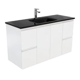 CUBA Black 1200 + Matte White Fingerpull Wall-Hung/Kickboard