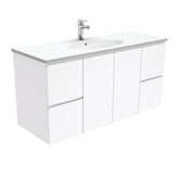 MARY Fingerpull Gloss White 1200 Wall-Hung/Kickboard/On Legs Vanity