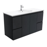 MARY Fingerpull Matte Black 1200 Wall-Hung/Kickboard Vanity