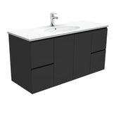MARY Fingerpull Satin Black 1200 Wall-Hung Vanity