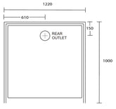 Aussie Polymarble Shower Base 1220x1000 Rear Outlet White