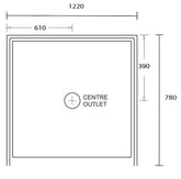 Aussie Polymarble Shower Base 1220x780 Centre Outlet White