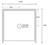 Aussie Polymarble Shower Base 1220x820 Centre Outlet White