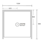 Aussie Polymarble Shower Base 1220x900 Centre Outlet White