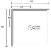 Aussie Polymarble Shower Base 1220X900 Centre Outlet RHR White