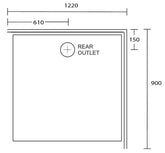 Aussie Polymarble Shower Base 1220X900 Rear Outlet LHR White