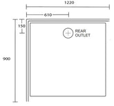 Aussie Polymarble Shower Base 1220X900 Rear Outlet RHR White