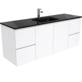 CUBA Black 1500, Single Bowl + Gloss White Fingerpull Wall-Hung/Kickboard