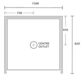 Aussie Polymarble Shower Base 1500x820 Centre Outlet White