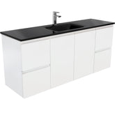 CUBA Black 1500, Single Bowl + Matte White Fingerpull Wall-Hung/Kickboard