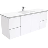GREEK Fingerpull Gloss White 1500 Single Bowl Wall-Hung/Kickboard Vanity