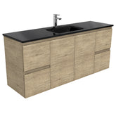 CUBA Black 1500, Single Bowl + Edge Scandi Oak Wall-Hung/Kickboard