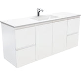 GREEK Fingerpull Matte White 1500 Single Bowl Wall-Hung/Kickboard Vanity