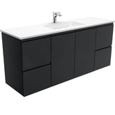 GREEK Fingerpull Matte Black 1500 Single Bowl Wall-Hung/Kickboard Vanity