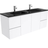 CUBA Black 1500, Double Bowl + Gloss White Fingerpull Wall-Hung/Kickboard