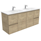 GREEK Edge Scandi Oak 1500 Double Bowl Wall-Hung/Kickboard Vanity