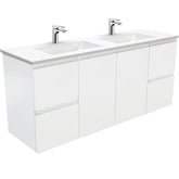 GREEK Fingerpull Matte White 1500 Double Bowl Wall-Hung/Kickboard Vanity