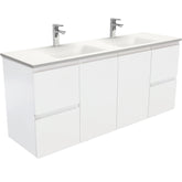 CUBA Phoenix Stone 1500, Double Bowl + Matte White Fingerpull Wall-Hung/Kickboard