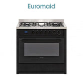 Euromaid EGE9TBK 900mm Dual Fuel Freestanding Cooker, Matte Black