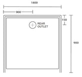 Aussie Polymarble Shower Base 1800x900 Rear Outlet White
