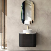 BONDI 600MM BLACK OAK WALL HUNG CURVE VANITY