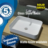 Marble stone basin - PLATI Gloss White Finish