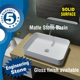 Marble stone basin - PLATI Matt White Finish