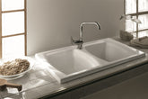 TURNER HASTINGS Lusitano 86 x50 Recessed Fine Fireclay Kitchen Sink - Double Bowl without Drainer