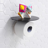 Round Toilet Roll Holder with Shelf- Chrome/Black/White