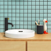 Round Blade Tower Basin Mixer - Chrome/Black/Black Brass