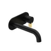 Round Blade Wall Basin/Bath Mixer 180mm - Chrome/Black/Black Brass