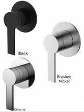 RISE BATH/SHOWER MIXER IN, CHROME, MATTE BLACK, AND BRUSHED NICKLE