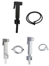 MINI Square Toilet Bidet Spray Kit with 1.2m PVC Hose in black, Chrome and brass brushed nickel