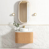 BONDI 750MM WOODLAND OAK FLUTED CURVE VANITY