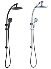 RUBY Dual Shower Rail with Rain Fall Head - 'Curved' Round Chrome And Matte Black
