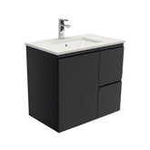 HEBREW Roman Sand 750 + Matte White/Black Fingerpull Wall-Hung