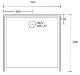 Aussie Polymarble Shower Base 760x900 Rear Outlet White