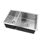 Pollo 1.2mm Handmade Round Corners Double Bowls Top / Undermount / Flush Mount Kitchen Sink 715x450x200mm