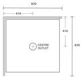 Aussie Polymarble Shower Base 820x820 Centre Outlet White