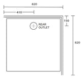 Aussie Polymarble Shower Base 820x820 Rear Outlet LHR White