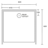 Aussie Polymarble Shower Base 820x820 Rear Outlet White